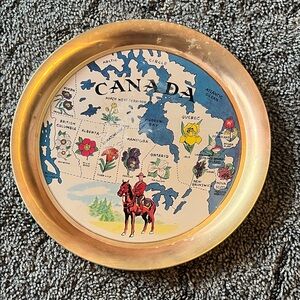 Vintage Canada Souvenir Plate with Gold Rim